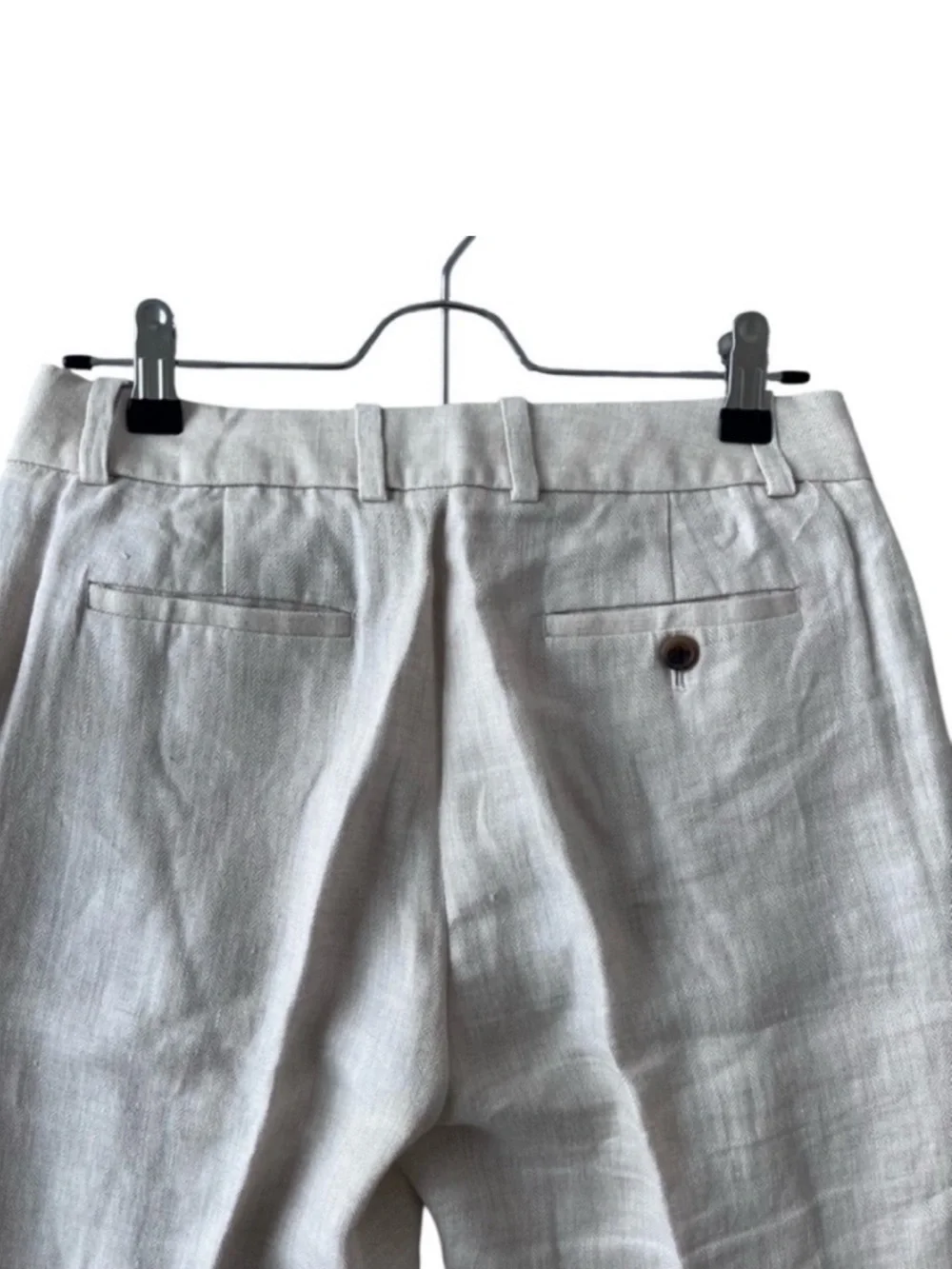 J. Crew Bristol Trouser in Herringbone Linen Cream size 12